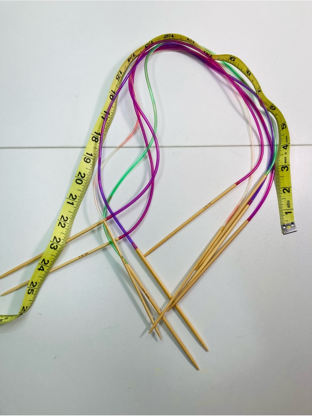 NEW 5 Colorful Wooden Circular Knitting Needles SIZES 3.0 3.25 3.5 3.75 4.0